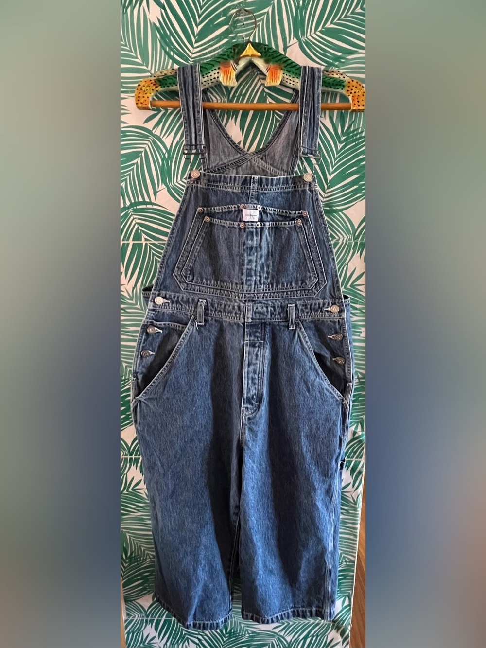 Vintage Calvin Klein denim overalls medium wash w/ classic pocket 90’s sz L